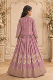 Dusty Mauve Heavy Floral Embroidered Lehenga Choli with Jacket