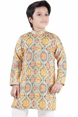 Ethnic Multicolor Printed Kurta Set For Boys