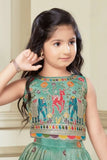 Green Folk Embroidered Lehenga Choli for Girls