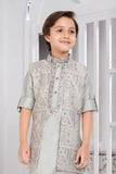 Pista Green Thread Embroidery Work Kurta Jacket Set For Boys