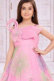 Designer Pink Sequins Work And Floral Embellished Party Wear Gown For Girls