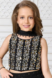 Girls Black Mirror And Zari Embellished Palazzo Set with Dupatta