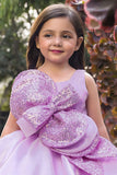 Lilac Statement Floral Party Wear Frock for Girls