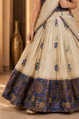 Purple Patchwork Lehenga Choli with Attached Dupatta for Girls