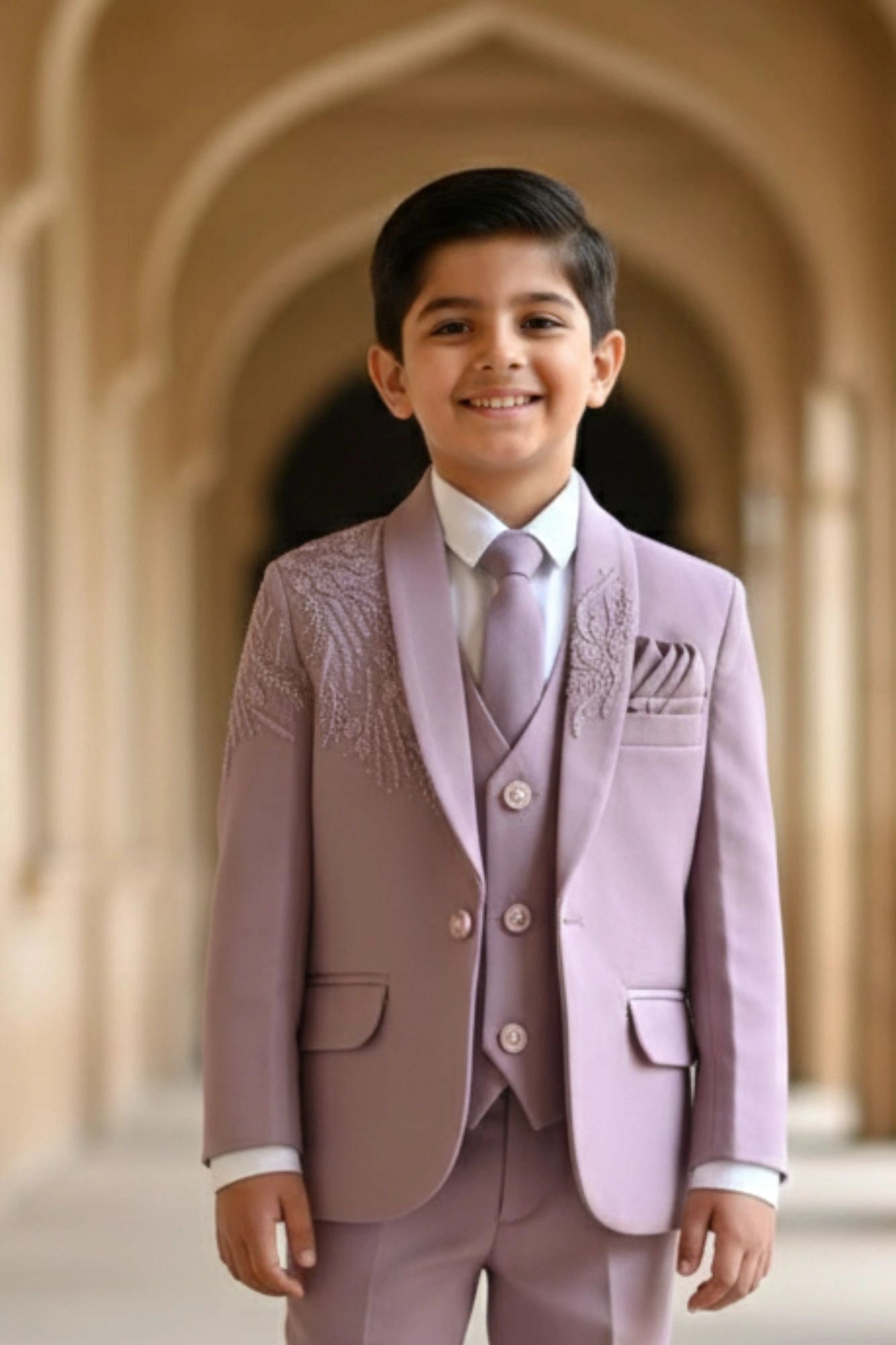 Lavender Premium 5-Piece Suit Set For Boys