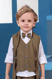 Stylish Brown Waistcoat Suit Set with Bow Tie For Boys