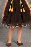 Brown Frock With Playful 3D Floral Applique
