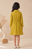 Lime Green Ribbed Dress with Embroidered Pocket