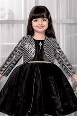 Stylish Black Frock With Sequins Overcoat For Girls