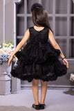Black Frock With Floral Embellishment For Girls