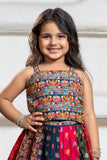 Multicolor Bandhani Printed And Floral Embroidered Lehenga Choli For Girls