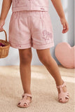 Blush Pink Floral Crop Shirt & Shorts Co-Ord Set