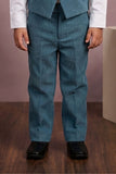 Boys Dusty Blue Waistcoat Suit Set with Bow Tie