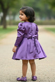Elegant Purple Party Frock with Center Flower Detail For Girls