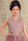 Girls Heavy Embroidered Dusty Pink Lehenga Choli Set With Dupatta