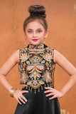 Black Embroidered Palazzo Set For Girls