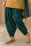 Mustard Yellow Floral Embroidered Patiala Set with Dupatta For Girls