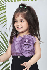 Purple Floral Embellished Party Wear Dress For Girls