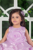 Blooming Princess Lilac Rosette Embellished Party Frock For Girls