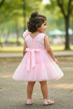 Pink Tulle Party Wear Frock with Oversized Bow For Girls