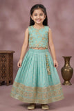 Blue Floral Embroidered Lehenga Choli For Girls