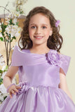 Purple Sleeveless Sequins Work And Floral Embellished Frock For Girls