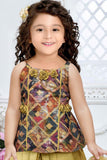 Multicolor Printed And Flower Embellished Dhoti Set For Girls