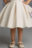 Girls Cream Butterfly Embellished Party Wear Frock
