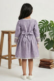 Lavender Textured Cotton Dress with Embroidered Border For Girls