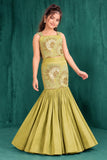 Mustard Green Floral Bead Embroidered Mermaid Lehenga Choli Set