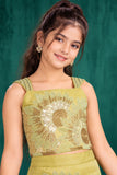 Mustard Green Floral Bead Embroidered Mermaid Lehenga Choli Set
