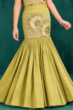 Mustard Green Floral Bead Embroidered Mermaid Lehenga Choli Set