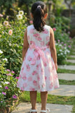 White And Pink Floral Frock For Girls