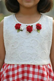 Red And White Casual Frock For Girls