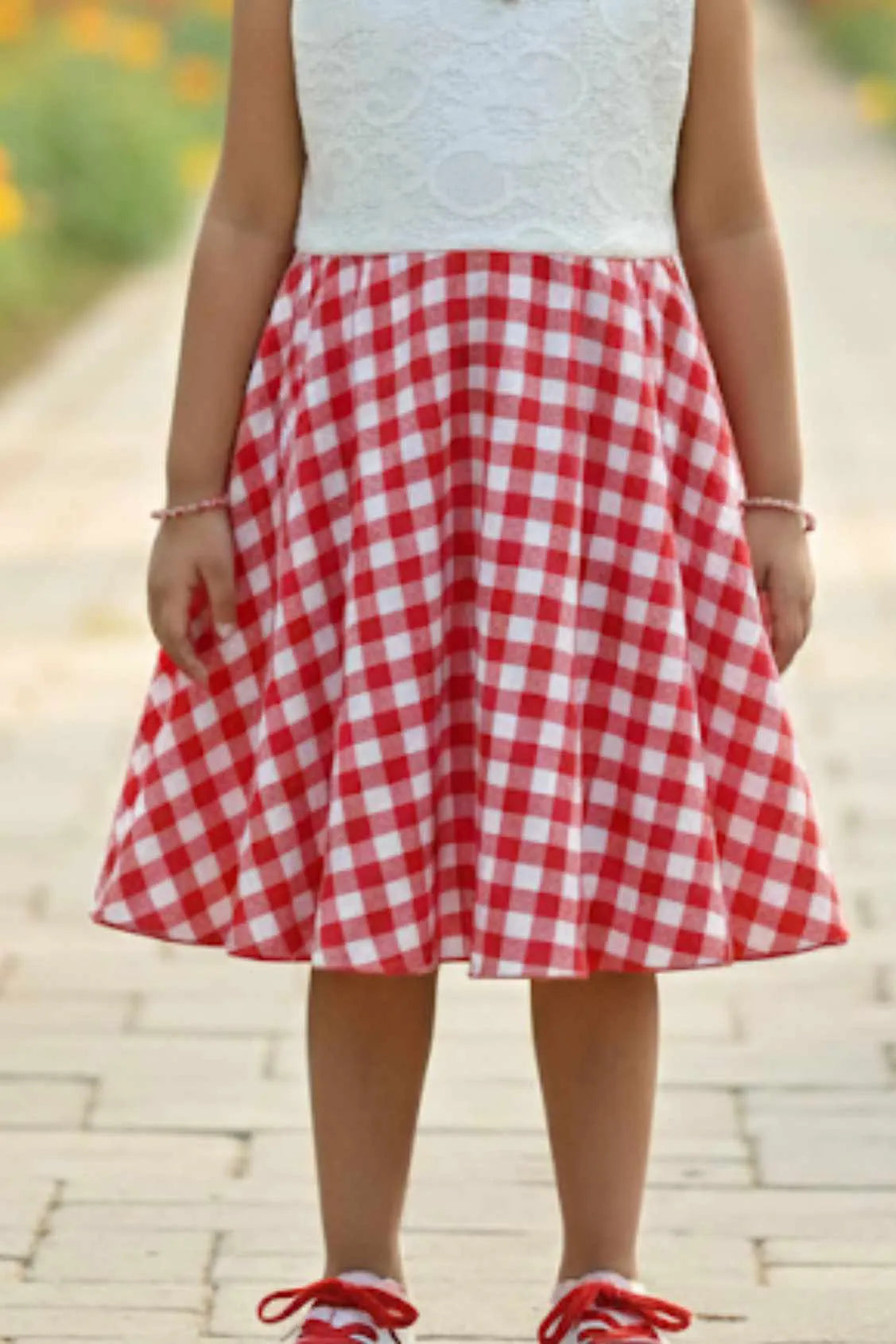 Red And White Casual Frock For Girls