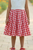 Red And White Casual Frock For Girls