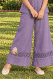 Girls Purple With Multicolour Floral Embroidered Co-Ord Set