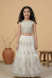 White Embroidered Lehenga Choli For Girls