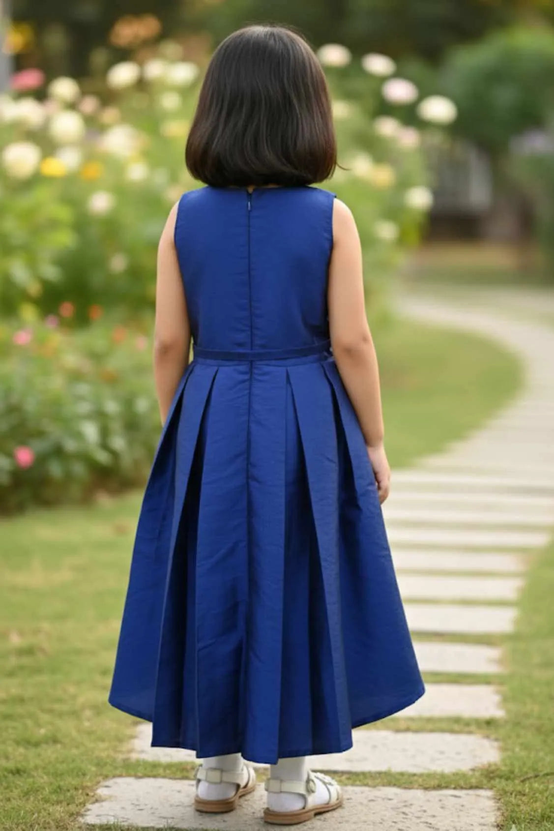 Navy Blue High-Low Frock For Girls