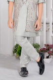 Pista Green Thread Embroidery Work Kurta Jacket Set For Boys