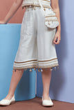 Girls Off-White Set with Sleeveless Top And Culottes