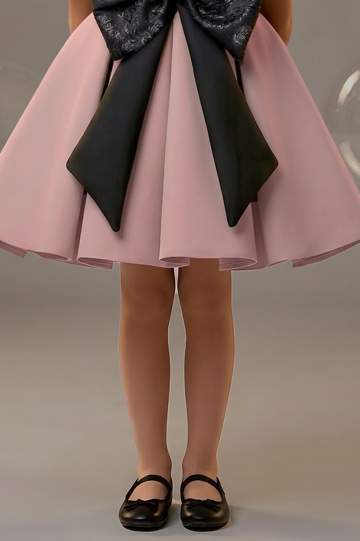 Girls Black And Dusty Pink Bow Detail Party Wear Frock