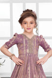Mauve Embroidered Anarkali Gown For Girls