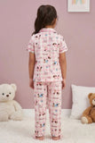 Girls Pink Puppy Print Night Suit Set