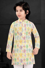 Multicolor Full Sleeve And Thread Worked Kurta Set For Boys