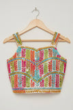 Multicolor Mirror-Embroidered Lehenga Choli Set for Girls