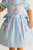 Light Blue Embroidered Cotton Dress for Girls