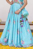 Aqua Blue Floral Lehenga Choli Set