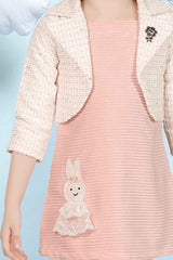 Stylish Peach Dress With Overcoat For Girls