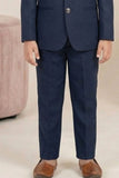 Navy Blue Jodhpuri Suit with Chain Brooch And Pocket Square For Boys